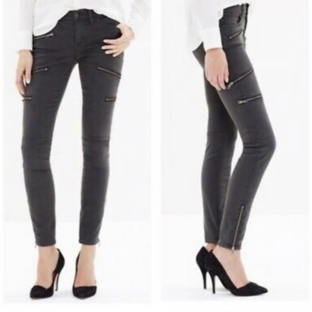 Madewell dark grey Skinny Jeans with Zipper Details